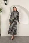 Viscose Fabric Geometric Pattern Dress-Black