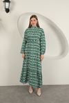 Viscose Fabric Geometric Pattern Dress-Green