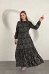 Viscose Fabric Patterned Dress-Black/Beige
