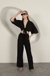 Wide Leg Women's Trousers-Black