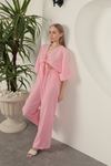 Women's Wide Leg Trousers-Pink