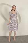 Bürümcük Crisp Flower Pattern Dress-Fuchsia