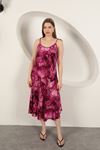 Viscose Fabric Watercolour Patterned Dress-Fuchsia
