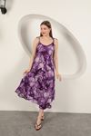 Viscose Fabric Watercolour Patterned Dress-Purple