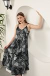 Viscose Fabric Watercolour Patterned Dress-Black