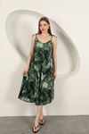 Viscose Fabric Watercolour Patterned Dress-Green