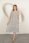 Viscose Fabric Patterned Dress-Ecru