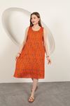 Viscose Fabric Patterned Dress-Orange