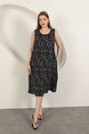 Viscose Fabric Patterned Dress-Black