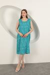 Viscose Fabric Patterned Dress-Turquoise