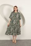 Viscose Shawl Patterned Dress-Khaki