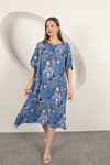 Viscose Shawl Patterned Dress-Sax