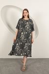 Viscose Shawl Patterned Dress-Black