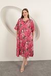 Viscose Shawl Patterned Dress-Fuchsia