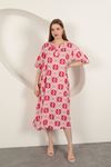 Viscose Fabric Patterned Dress-Fuchsia