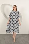 Viscose Fabric Patterned Dress-Navy Blue