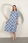 Viscose Fabric Patterned Dress-Sax