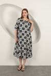 Viscose Fabric Patterned Dress-Black