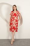 Viscose Fabric Patterned Dress-Red