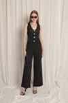 Knitted Fabric Vest Women's Black/White Suit