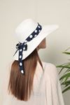 Straw Polka Dot Bow Women's Hat-White