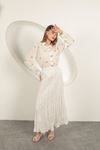 Modal Fabric Bow Patterned Suit-Ecru
