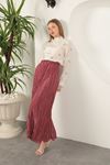 Modal Fabric Bow Patterned Suit-Dry Rose