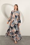 Watercolor Pattern Women's Dress-Navy Blue