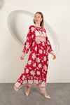 Viscose Fabric Flower Patterned Dress-Fuchsia