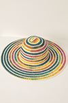 Multicolored Wide Straw Hat-Ecru