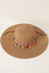 Hat with Seashell Accessory-Camel