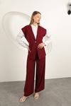 Polyviscon Fabric Women's Trousers-Burgundy