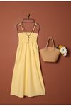 Knitted Fabric Strap Dress-Yellow