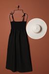 Knitted Fabric Gipel Strap Dress-Black