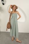 Knitted Fabric Suspender Dress-Mint