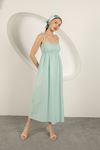 Knitted Fabric Strap Dress-Aqua Green