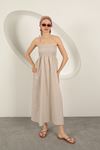Knitted Fabric Strap Dress-Stone