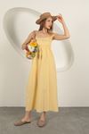 Knitted Fabric Strap Dress-Yellow