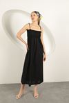 Knitted Fabric Gipel Strap Dress-Black
