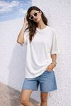 Süprem Kumaş O Yaka Oversize  Kadın Tişört-Beyaz