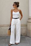 Ribana Kumaş Boncuk Askılı Kadın Bluz-Beyaz