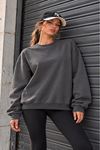 Üç İplik Basic Oversize Sweatshirt-Antrasit
