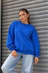 Üç İplik Basic Oversize Sweatshirt-İndigo