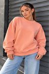 Üç İplik Basic Oversize Sweatshirt-Somon