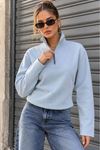 Üç İplik Kumaş Kadın Fermaurlı Sweat-Bebemavi